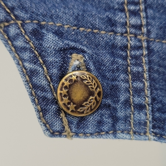 Vintage Denim overalls dress with Bunny Rabbit Applique size Medium - Picture 12 of 14